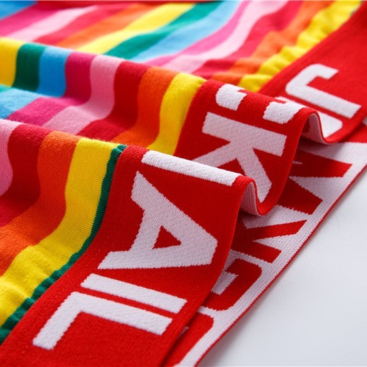 Striped Rainbow Personalized Tide Boys Quadrangular Shorts