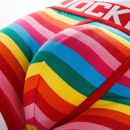 Striped Rainbow Personalized Tide Boys Quadrangular Shorts
