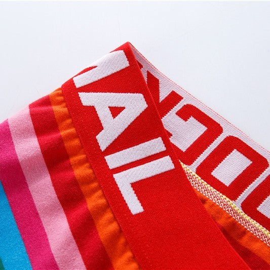 Striped Rainbow Personalized Tide Boys Quadrangular Shorts