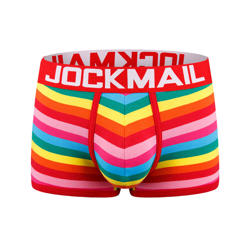Striped Rainbow Personalized Tide Boys Quadrangular Shorts