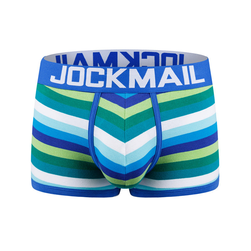 Striped Rainbow Personalized Tide Boys Quadrangular Shorts